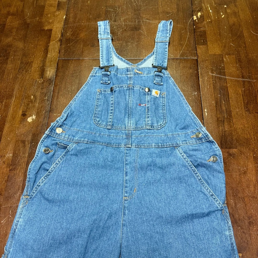 Carhartt Denim Overalls Mens Large 38x32 Blue Rugged Workwear Bibs